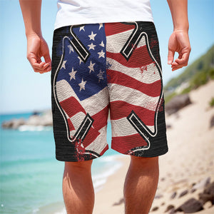 American Firefighter Emblem Print Men's Cargo Shorts