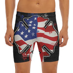 American Firefighter Emblem Print Men's Long Boxer Briefs