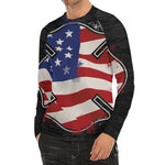 American Firefighter Emblem Print Men's Long Sleeve Rash Guard
