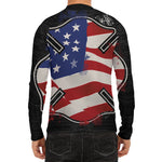 American Firefighter Emblem Print Men's Long Sleeve Rash Guard
