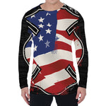 American Firefighter Emblem Print Men's Long Sleeve T-Shirt