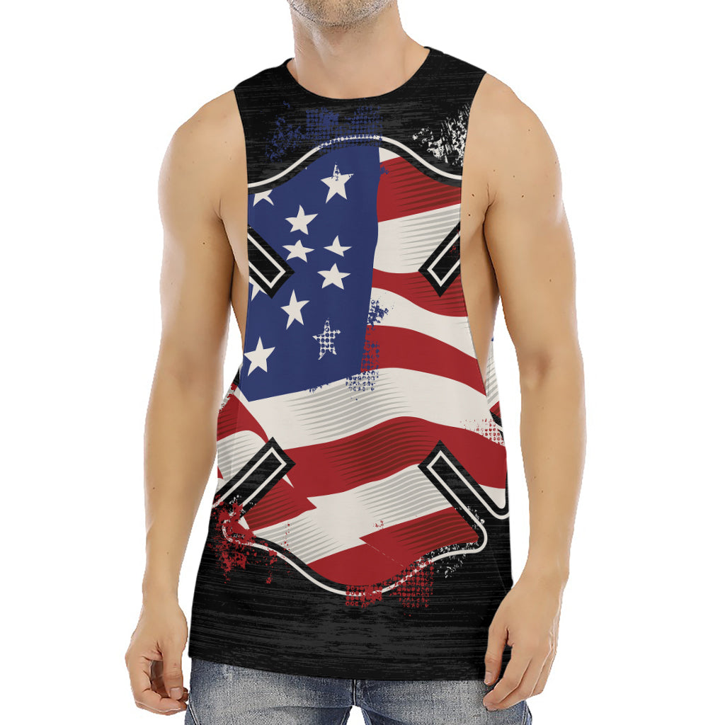 American Firefighter Emblem Print Men's Muscle Tank Top