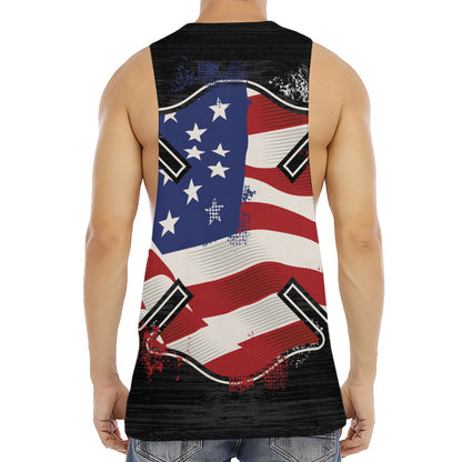 American Firefighter Emblem Print Men's Muscle Tank Top
