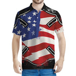 American Firefighter Emblem Print Men's Polo Shirt