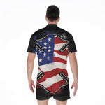 American Firefighter Emblem Print Men's Rompers