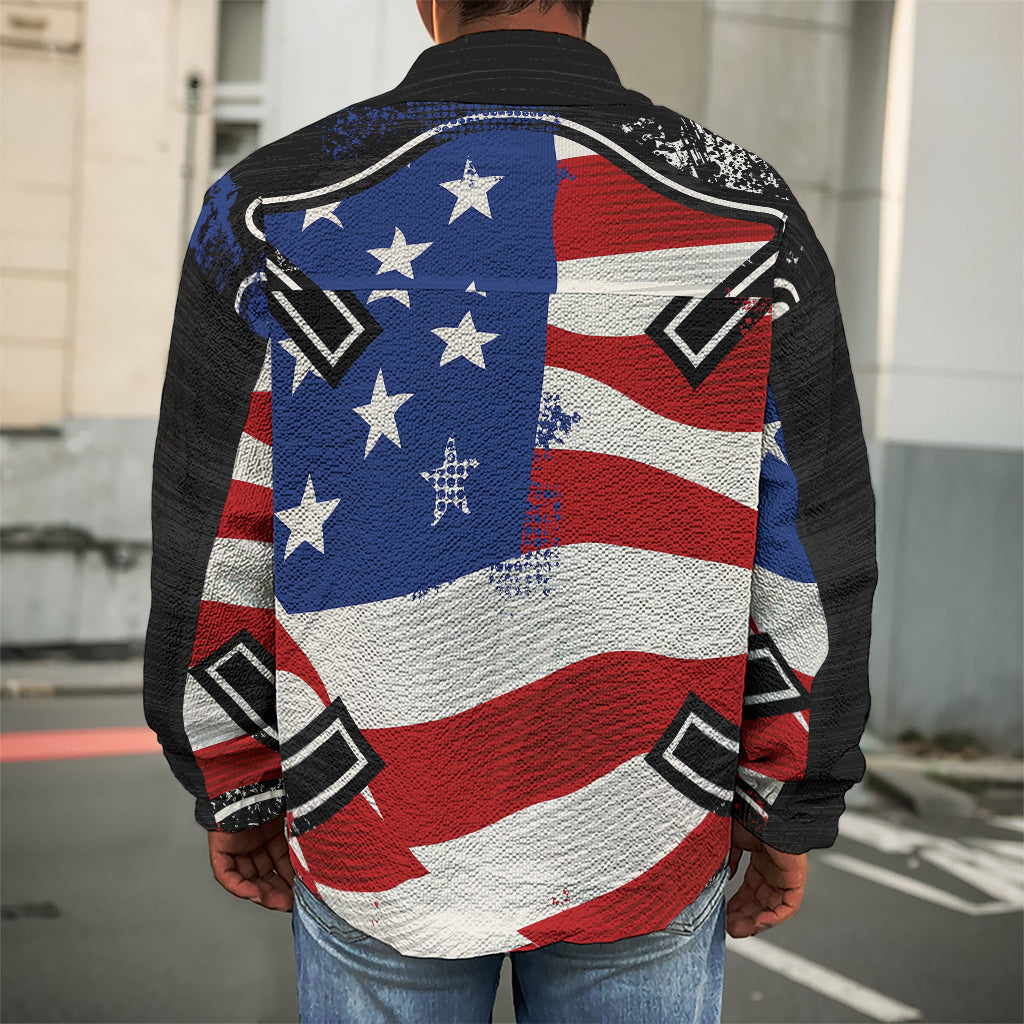 American Firefighter Emblem Print Men's Shirt Jacket