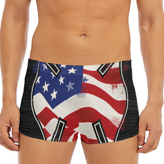 American Firefighter Emblem Print Men's Short Boxer Briefs