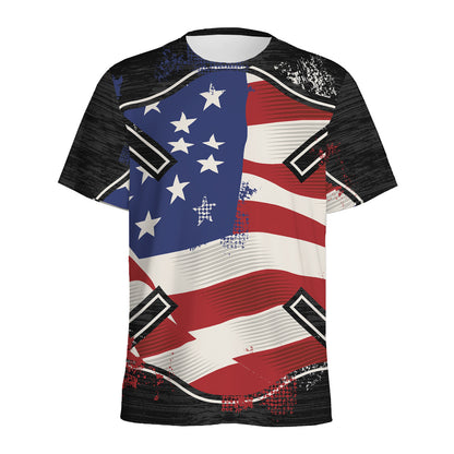 American Firefighter Emblem Print Men's Sports T-Shirt