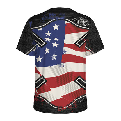 American Firefighter Emblem Print Men's Sports T-Shirt