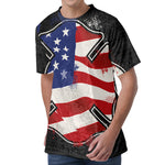 American Firefighter Emblem Print Men's Velvet T-Shirt