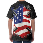 American Firefighter Emblem Print Men's Velvet T-Shirt
