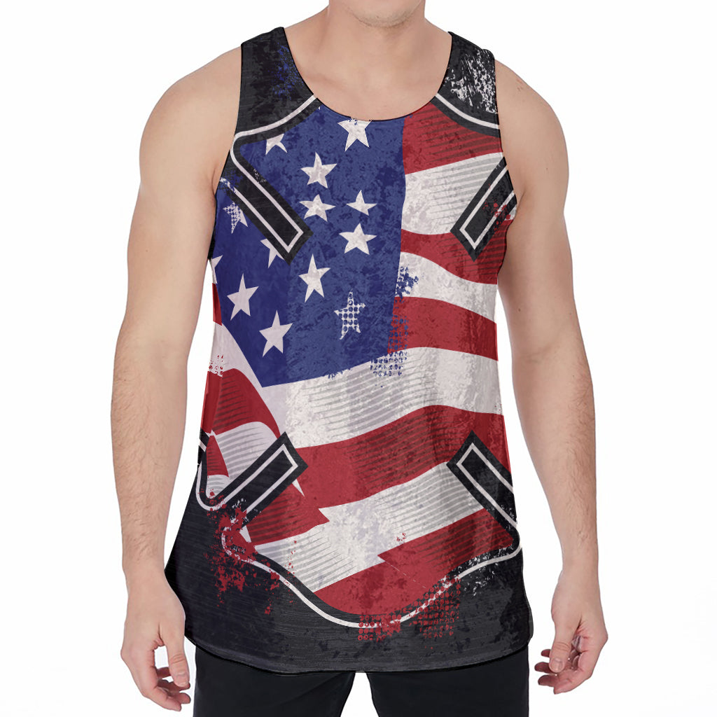 American Firefighter Emblem Print Men's Velvet Tank Top