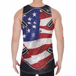 American Firefighter Emblem Print Men's Velvet Tank Top
