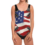 American Firefighter Emblem Print One Piece Swimsuit
