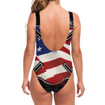 American Firefighter Emblem Print One Piece Swimsuit
