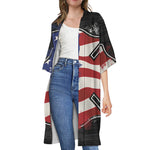 American Firefighter Emblem Print Open Front Beach Cover Up