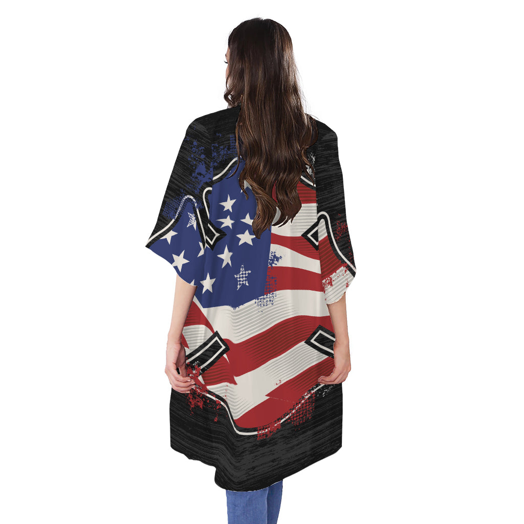 American Firefighter Emblem Print Open Front Beach Cover Up