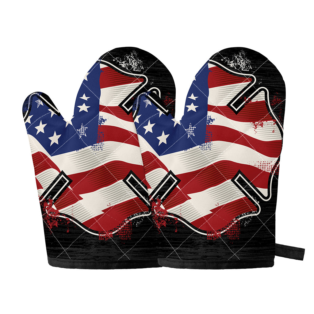 American Firefighter Emblem Print Oven Mitts