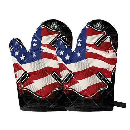 American Firefighter Emblem Print Oven Mitts