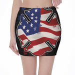 American Firefighter Emblem Print Pencil Mini Skirt