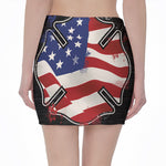 American Firefighter Emblem Print Pencil Mini Skirt