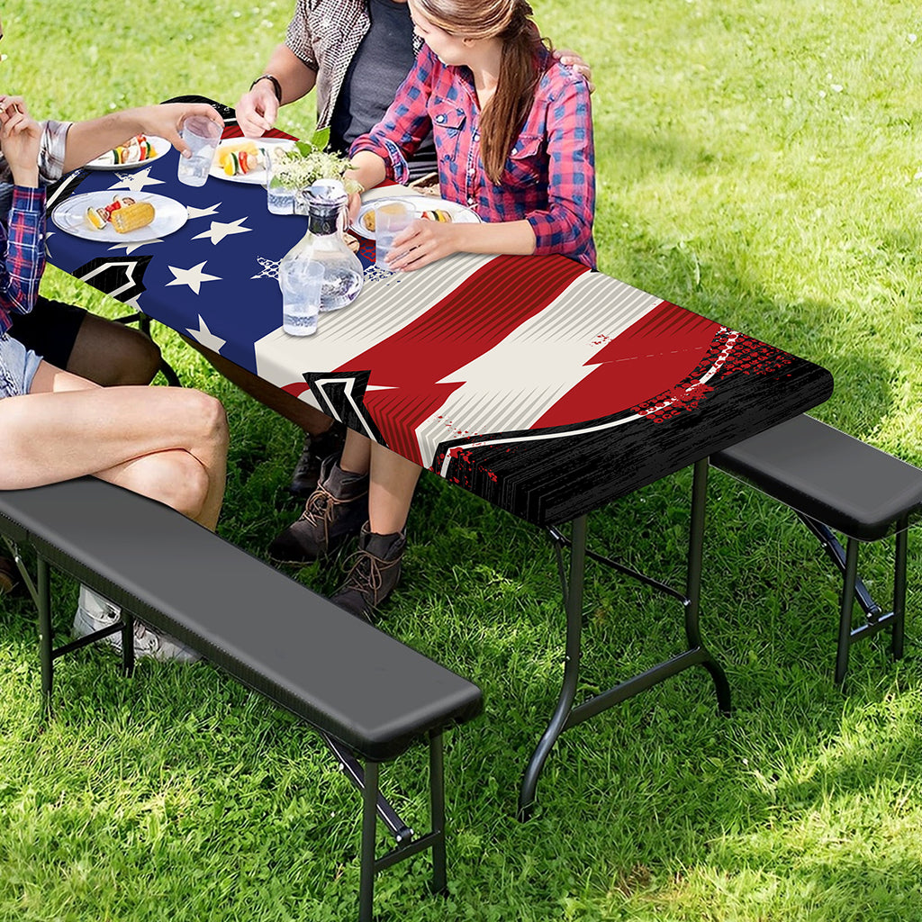American Firefighter Emblem Print Picnic Table Cover