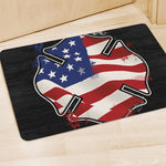 American Firefighter Emblem Print Polyester Doormat