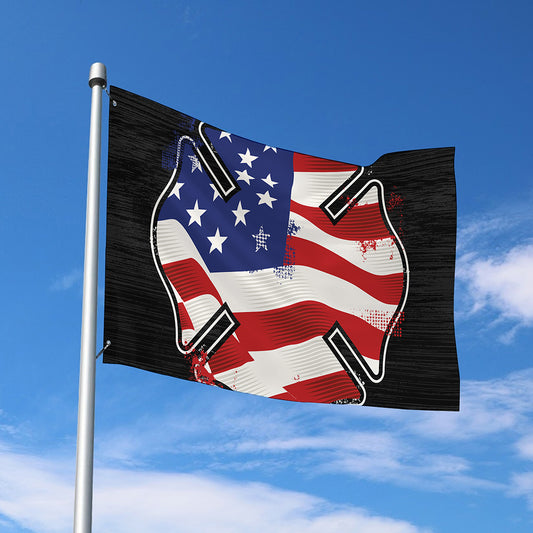 American Firefighter Emblem Print Polyester Flag