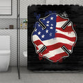 American Firefighter Emblem Print Polyester Shower Curtain