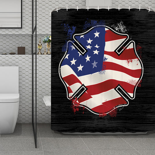 American Firefighter Emblem Print Polyester Shower Curtain
