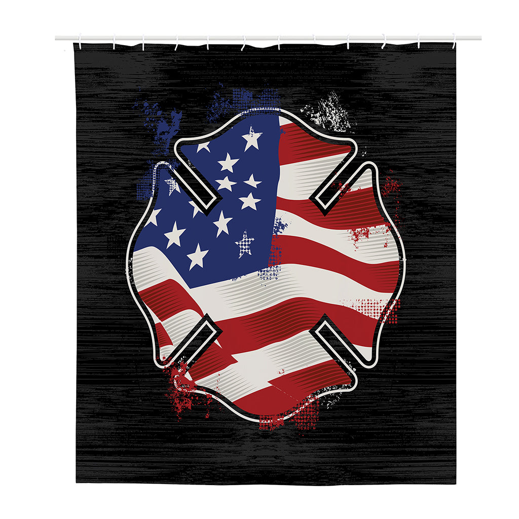 American Firefighter Emblem Print Polyester Shower Curtain