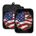 American Firefighter Emblem Print Pot Holders With Pocket