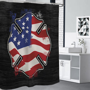 American Firefighter Emblem Print Premium Shower Curtain