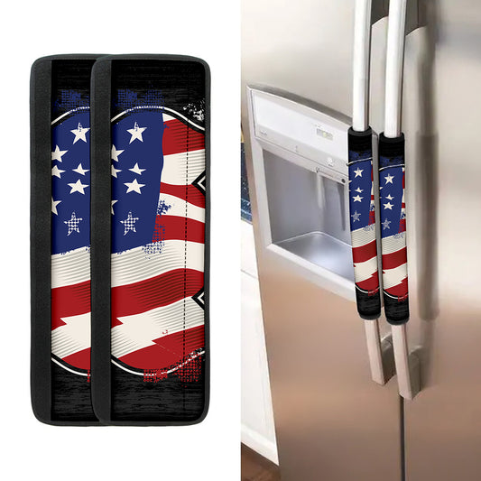 American Firefighter Emblem Print Refrigerator Handle Covers