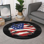 American Firefighter Emblem Print Round Rug