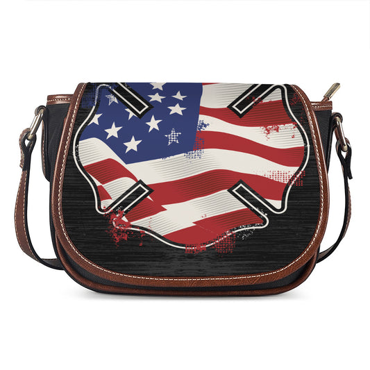 American Firefighter Emblem Print Saddle Bag