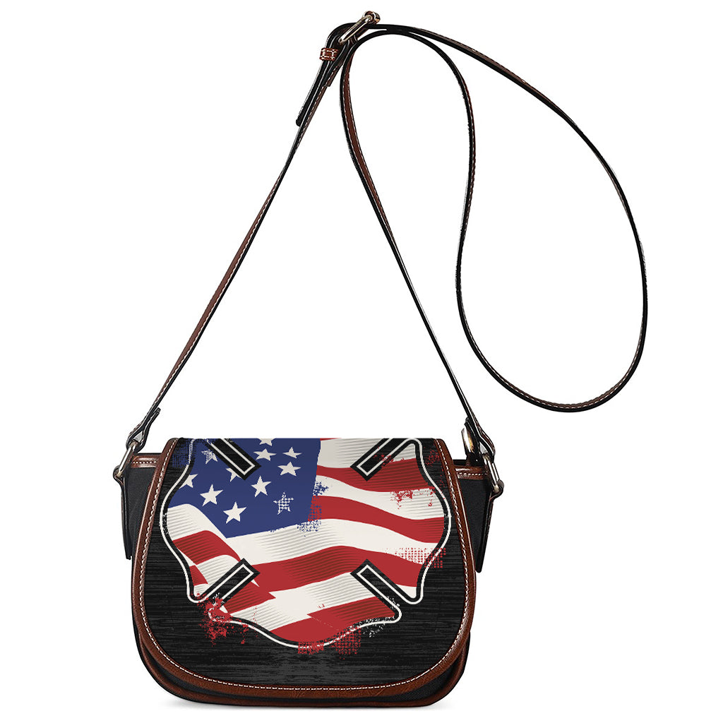 American Firefighter Emblem Print Saddle Bag
