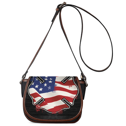 American Firefighter Emblem Print Saddle Bag