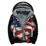 American Firefighter Emblem Print Sherpa Lined Zip Up Hoodie