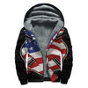 American Firefighter Emblem Print Sherpa Lined Zip Up Hoodie