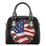 American Firefighter Emblem Print Shoulder Handbag