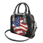 American Firefighter Emblem Print Shoulder Handbag