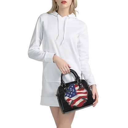 American Firefighter Emblem Print Shoulder Handbag