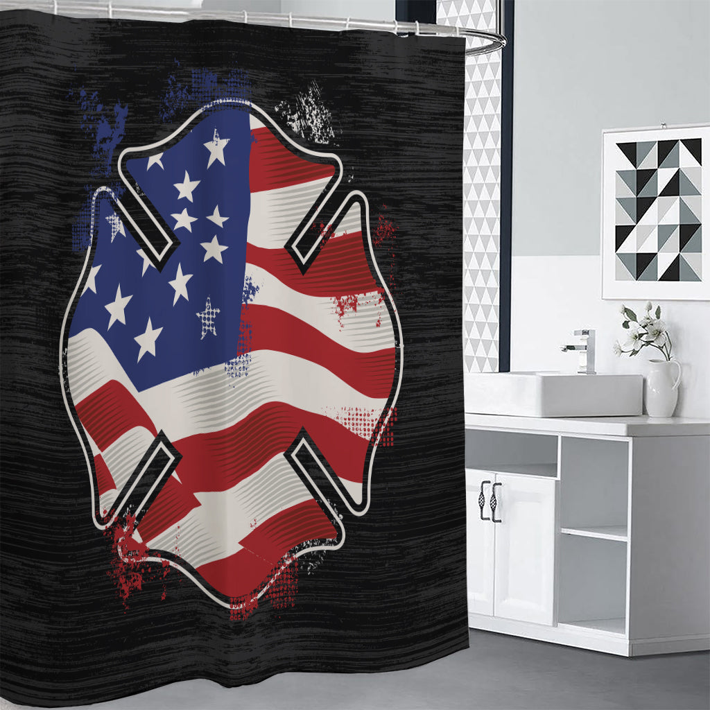 American Firefighter Emblem Print Shower Curtain