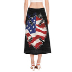 American Firefighter Emblem Print Side Slit Midi Skirt