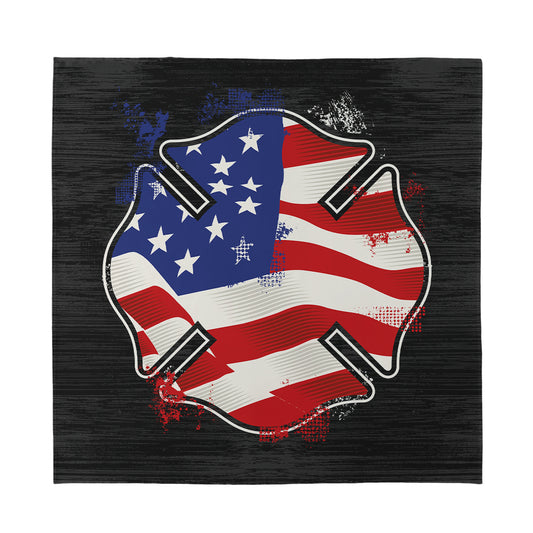 American Firefighter Emblem Print Silk Bandana