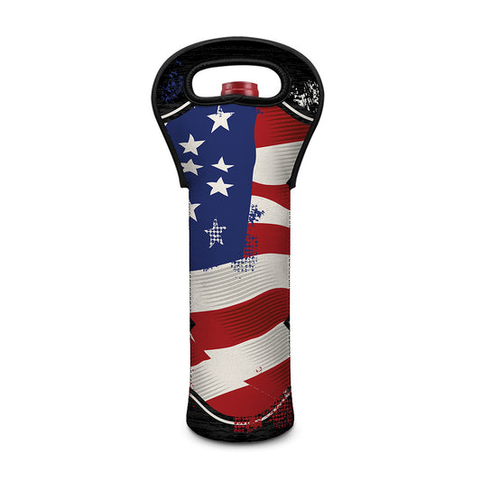 American Firefighter Emblem Print Single Neoprene Wine Tote
