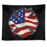 American Firefighter Emblem Print Tapestry