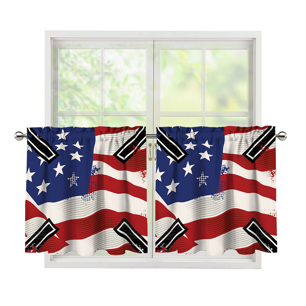 American Firefighter Emblem Print Tier Curtains