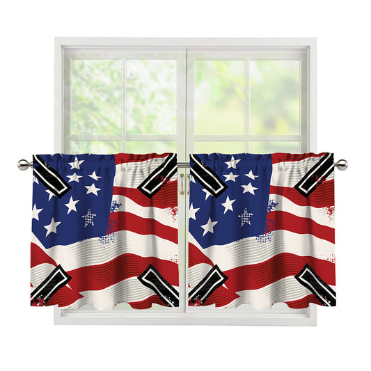 American Firefighter Emblem Print Tier Curtains